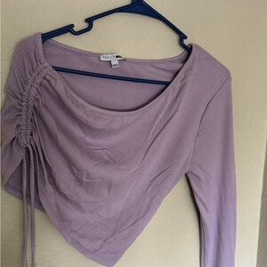 Fashion Nova Lilac Ruched Long Sleeve Top